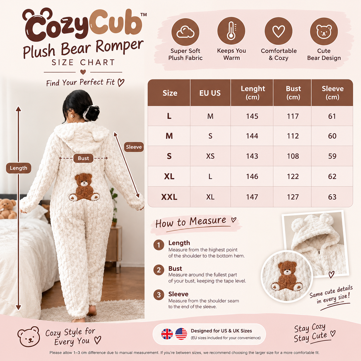 🧸 CozyCub™ Plush Bear Romper
