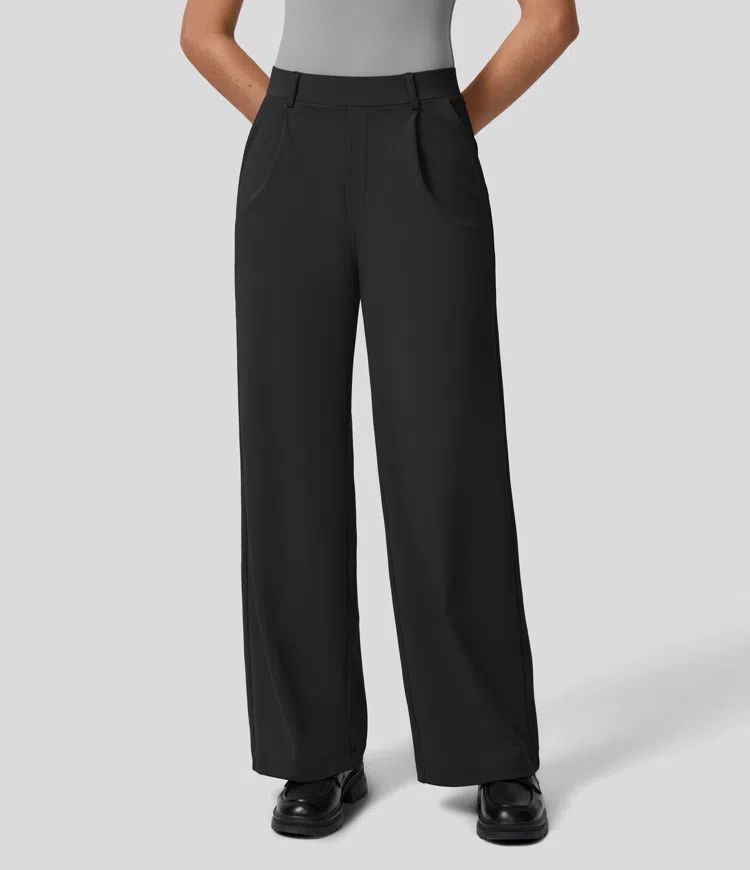 High Waist Pocket Cropped Straight Pants