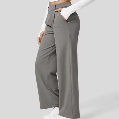 High Waist Pocket Cropped Straight Pants