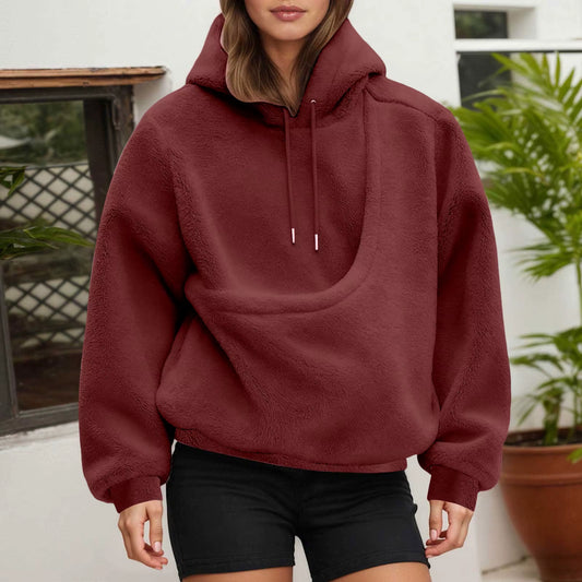 Hot Hoodie Women Fall and Winter Casual Fleece Solid Color Pet Pocket Hooded Sweatshirt Funny Pullover Womens plus Size Hoodies