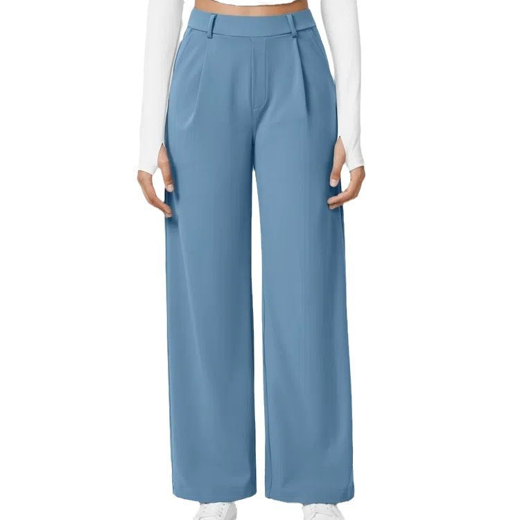 High Waist Pocket Cropped Straight Pants