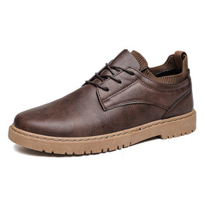 Men's Leather British Autumn Winter Youth Work Shoes