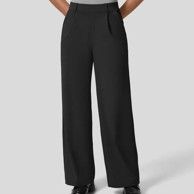 High Waist Pocket Cropped Straight Pants