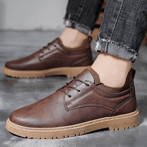 Men's Leather British Autumn Winter Youth Work Shoes