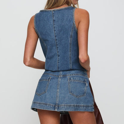 Women's  Jeans  Top and Mini Skirt 2-Piece