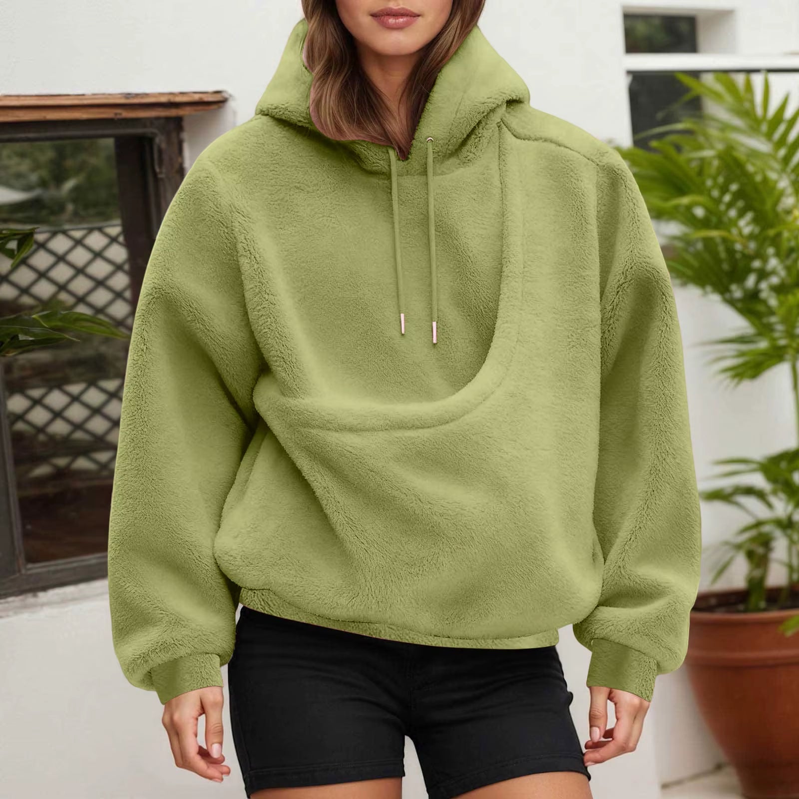 Hot Hoodie Women Fall and Winter Casual Fleece Solid Color Pet Pocket Hooded Sweatshirt Funny Pullover Womens plus Size Hoodies