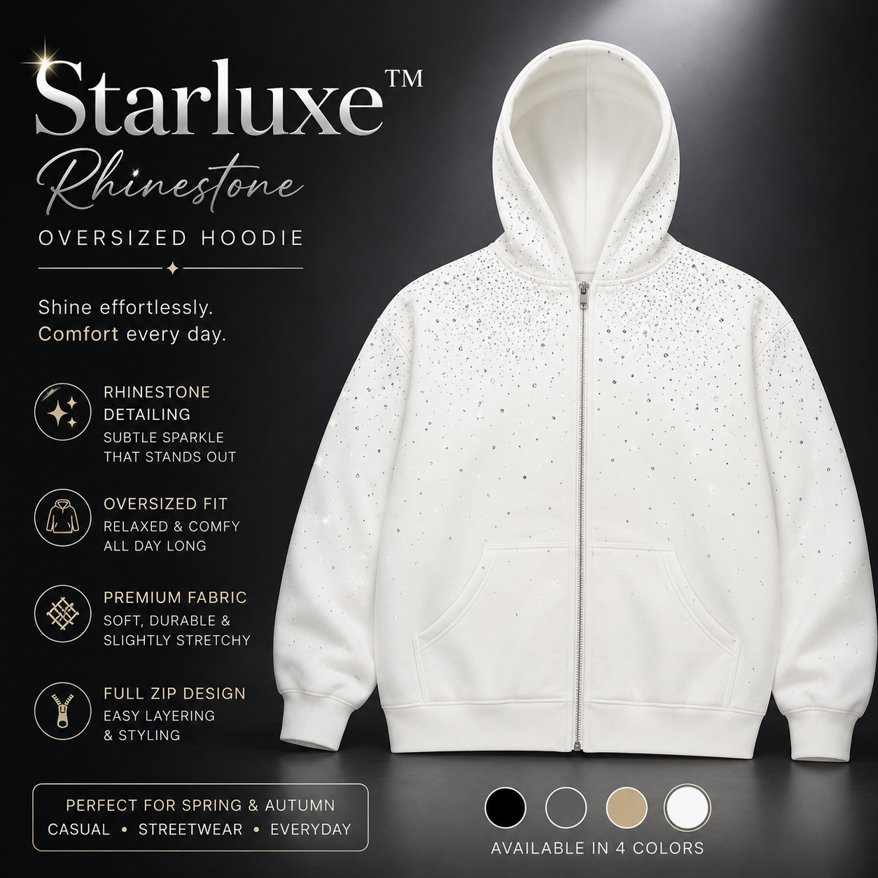 Starluxe™ Rhinestone Oversized Hoodie