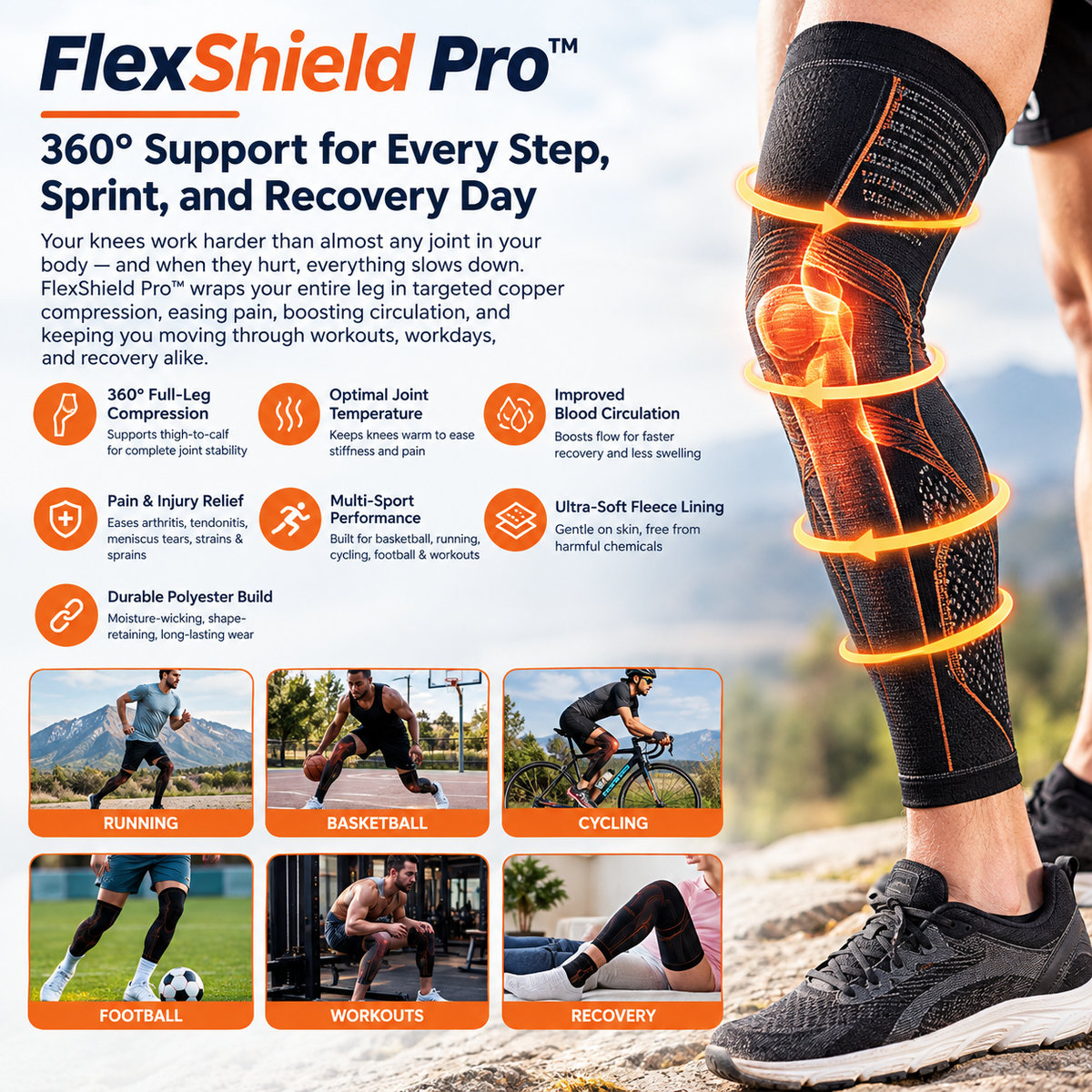 FlexShield Pro™ — Full Leg compression sock
