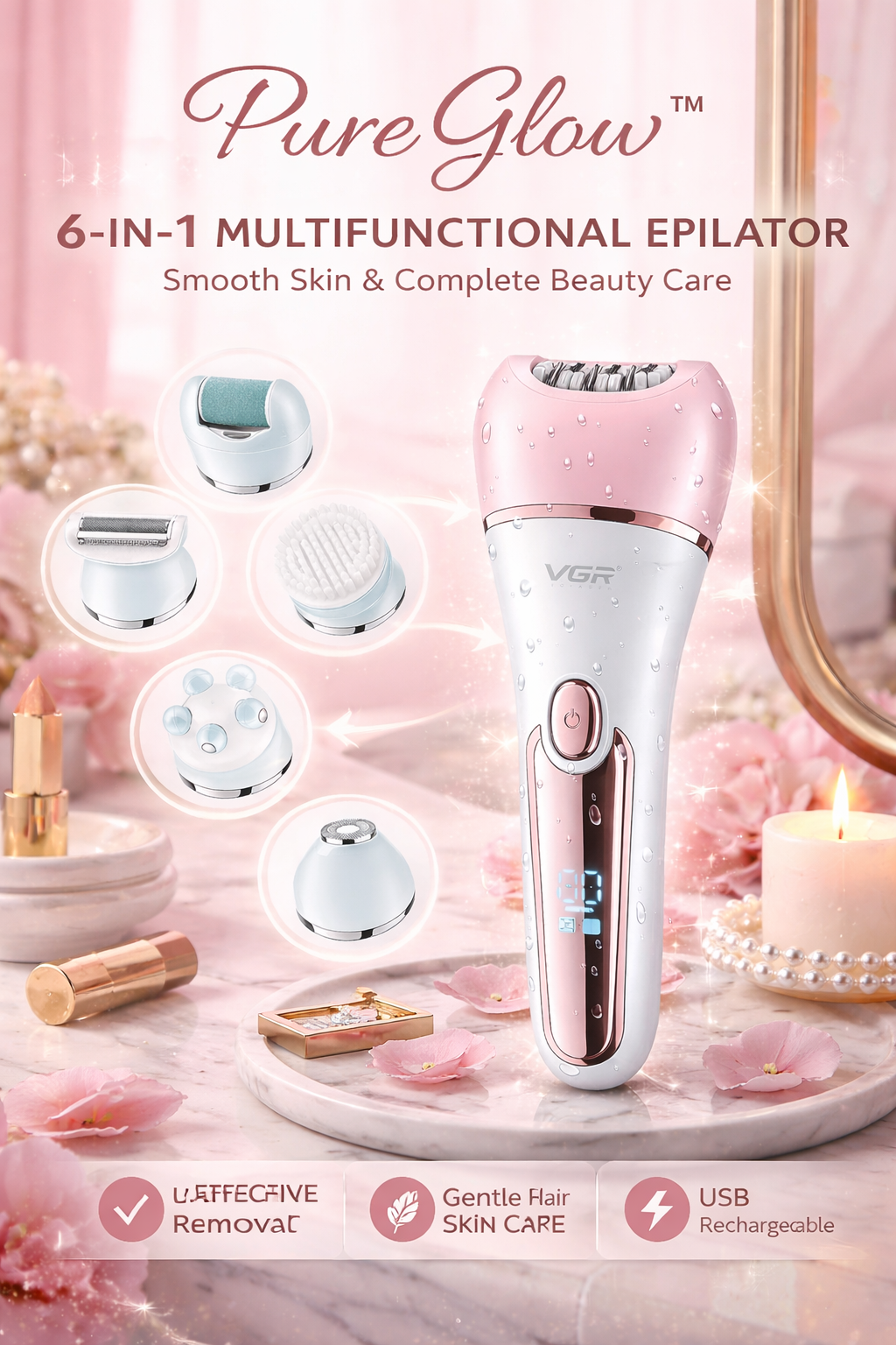 "PureGlow™"6-in-1 Hair Removal