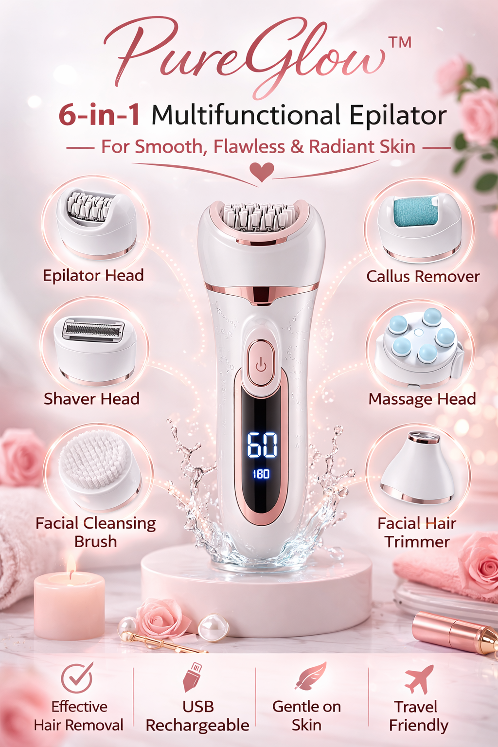 "PureGlow™"6-in-1 Hair Removal