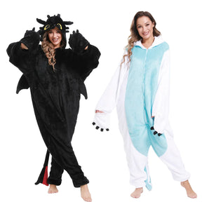 Kigurumi Onesie Cartoon Pajamas for Adult Women Men Animal Pyjamas How to Train Your Toothless Pajama Dragon Cosplay Costume