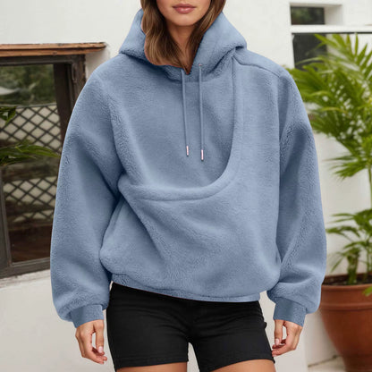 Hot Hoodie Women Fall and Winter Casual Fleece Solid Color Pet Pocket Hooded Sweatshirt Funny Pullover Womens plus Size Hoodies