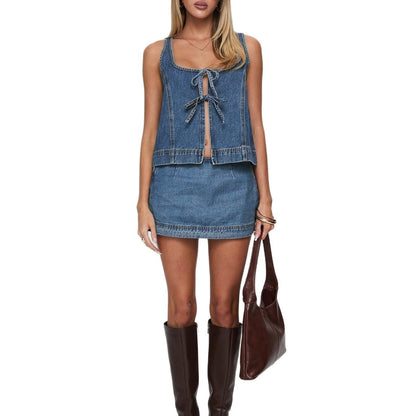 Women's  Jeans  Top and Mini Skirt 2-Piece
